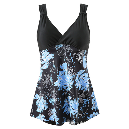V-Neck Top & Fitted Swim Shorts Separable Swimsuit 