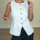 Women's Buttoned Round Collar Sleeveless Suit Vest