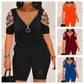 V-Neck Zipper Top & Shorts Set