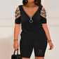 V-Neck Zipper Top & Shorts Set