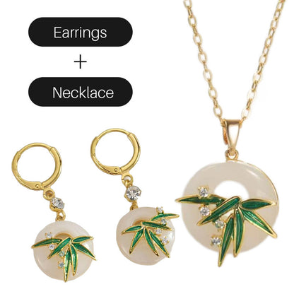 Modern Oriental Style Bamboo Earrings and Necklace
