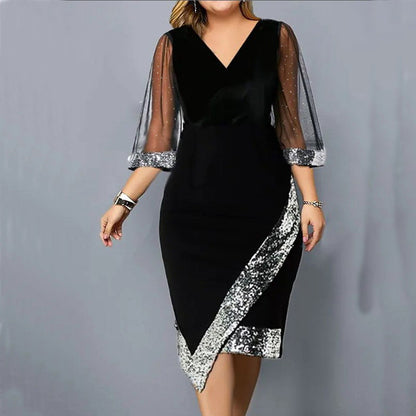 Irregular Sequins Sheer Mesh Dress