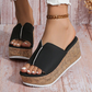 Stylish Solid Color Wedge Sandals