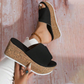 Stylish Solid Color Wedge Sandals