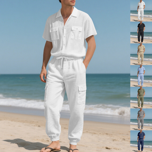 Men's Fashion Solid Color 2-Piece Set
