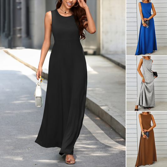 Minimalist Solid Color Sleeveless Dress