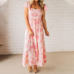 Women’s Pink Floral Print Maxi Dress