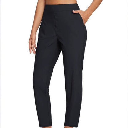 🔥Women's Elastic High-Waist Pants - Secure Pockets, Slim Fit, UK Sizes