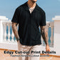 Men's Slim Cut-out Print Short Sleeve Shirt