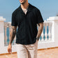 Men's Slim Cut-out Print Short Sleeve Shirt