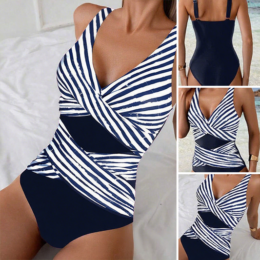Women's Casual Striped One-piece Swimsuit