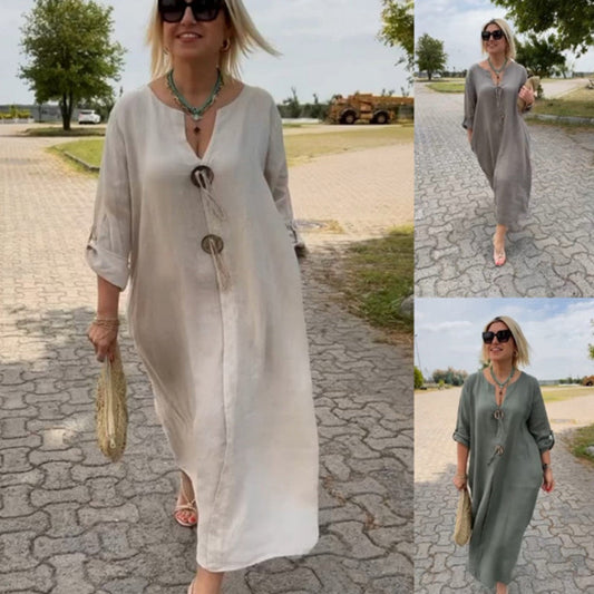 Women’s Loose Unique Button Detail Dress