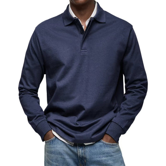 Solid Turn-down Collar Shirt with Long Sleeves