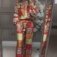 Colorful Printed Top & Wide-Leg Pants 2-Piece Set