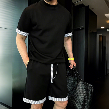 Men's Summer Minimalist Short Sleeve Top & Shorts 2-Piece Set