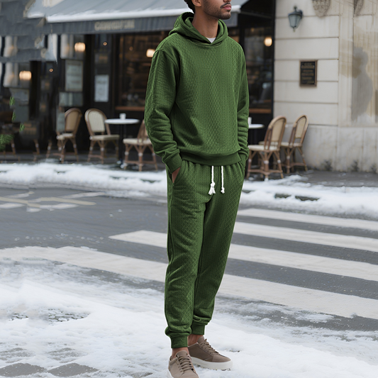 Men's Casual Hooded Sweatsuit 2-Piece Set