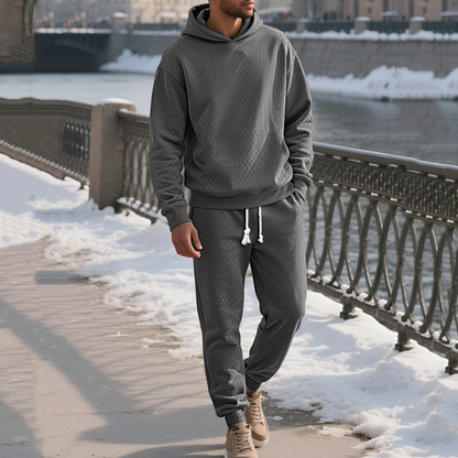 Men's Casual Hooded Sweatsuit 2-Piece Set