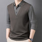 Men's Fake Two-Piece Lapel Pullover