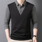 Men's Fake Two-Piece Lapel Pullover