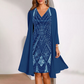 Women’s V-Neck Dress & Sheer Long Jacket Set