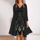 Women’s V-Neck Dress & Sheer Long Jacket Set
