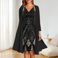 Women’s V-Neck Dress & Sheer Long Jacket Set