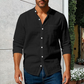 Men's Linen Long Sleeve Stand Collar Shirt