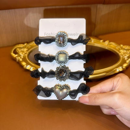 High Stretch Pleated Glitter Mesh Hair Tie