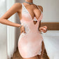 Sexy spaghetti strap lace dress with thong in two-piece set