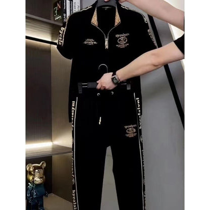 Men's Trendy Tracksuits - Half-Zip Top & Drawstring Pants