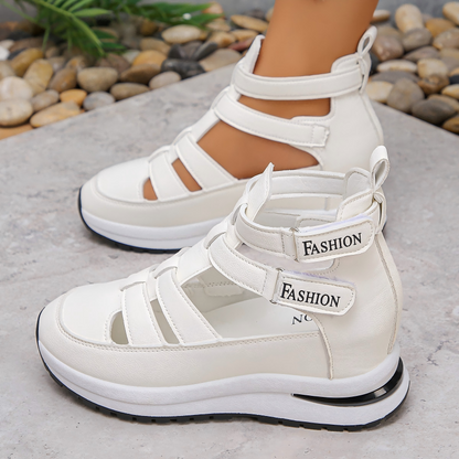 Cutout Wedge Shoes with Hook-and-Loop Closure