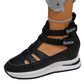 Cutout Wedge Shoes with Hook-and-Loop Closure