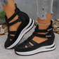 Cutout Wedge Shoes with Hook-and-Loop Closure