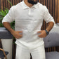 Men's White Lapel Collar T-Shirt