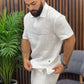 Men's White Lapel Collar T-Shirt