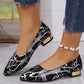 Women's Pointed-Toe Low-Heeled Patterned Fashion Shoes