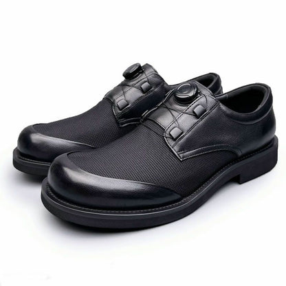 Knob Design Breathable Mesh Leather Shoes