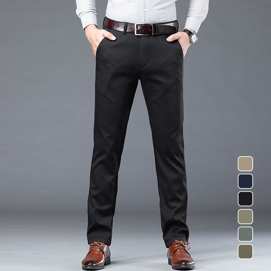 Men’s  Stretchy Straight Fit Plain Pants