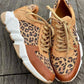 Women's Casual Leopard Print Lace Up Sneakers