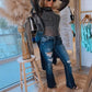 Elegant Slim Fit Top With Rhinestone Details