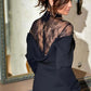 Women's Elegant Mock Neck Lace Back Midi Dress