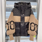 Women’s Patchwork Knit Sleeve Hooded Puffer Jacket