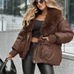 Fashion Padded Coat with Faux Fur Collar