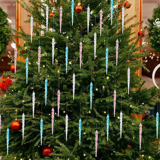 12PCS Glittering Christmas Tree Icicle Decorations
