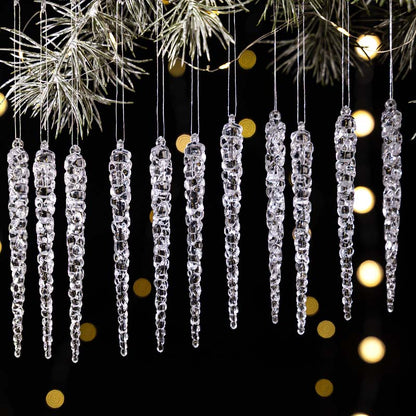 12PCS Glittering Christmas Tree Icicle Decorations