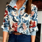 Women’s Elegant Floral Print Long-Sleeve Shirt