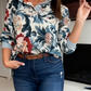 Women’s Elegant Floral Print Long-Sleeve Shirt