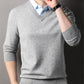 Men's Fake Two-Piece Pullover Knitted Sweater