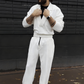 Men's Casual Lapel Top & Drawstring Pants Set