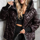Women's Diamond Quilted Puffer Jacket – Retro Faux Fur Trim Hood, 90% Down Fill, -25℃ Warm for Holiday Gatherings & Urban Commute